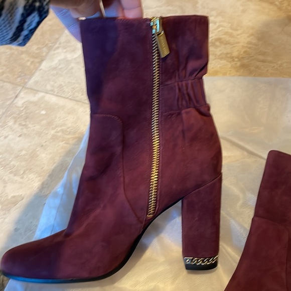 NWOT Michael Kors Suede Chain Booties/ wine color - Picture 5 of 8